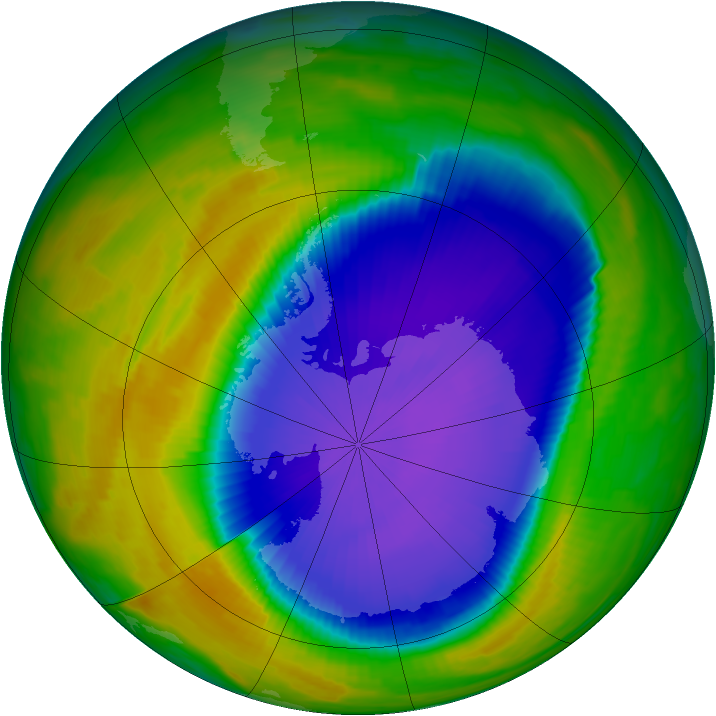 Antarctic ozone map for 12 October 1996